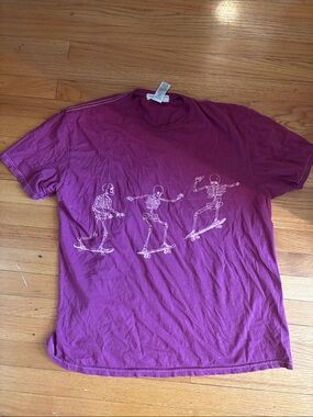 Urban outfitters pink Skelton on skateboard oversized tee